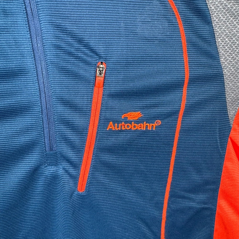 Autobahn Cycling Jersey Mens 105 Blue Orange Gray Colorblock Quarter Zip Shirt - Picture 3 of 12